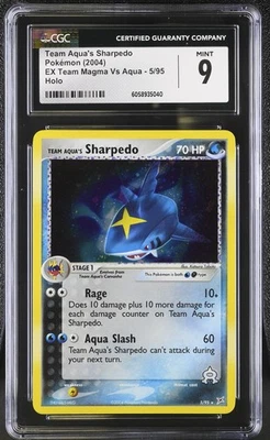 CGC 9 MINT Team Aqua's Sharpedo EX Team Magma Vs Aqua 5/95 Holo Pokemon Card - Image 1 of 2