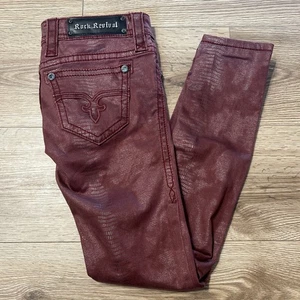 Rock Revival Women's Red Python Punk Goth Emo Skinny Jeans Size 25 (A00) - Picture 1 of 12