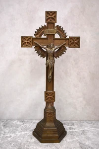 Older Vintage Bronze Altar Cross, 15 1/8" ht. (CU750) Chalice Co. - Picture 1 of 10