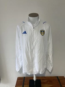 Leeds United Official Lightweight Jacket zip pockets XL LUFC Adidas White  - Picture 1 of 17