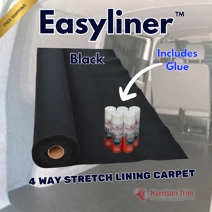 10 sqm EASYLINER BLACK (4 WAY STRETCH) CAMPER VAN LINING CARPET + 5 TRIMFIX - Picture 1 of 6