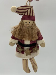Country Rustic Farm House Cloth Santa With Star Garland Christmas Ornament - Picture 1 of 10