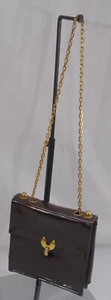Vintage Koret Handbag Structured Bag Brown Patent Leather w/Chain MCM    - Picture 1 of 9