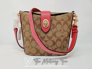 Neu mit Etikett Coach C2817 Addie Umhängetasche aus charakteristischem Canvas khaki fuchsia Org. 328 $ - Bild 1 von 12