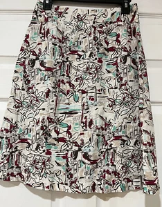 Falda floral multicolor con cremallera lateral 100 % lino talla 4 Merona para mujer usada en excelente estado - Imagen 1 de 7