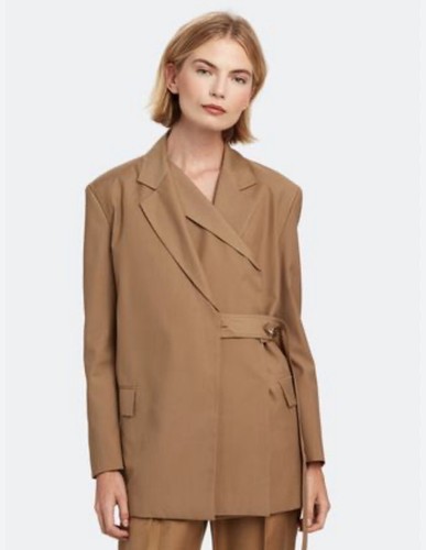 VETEMENTS Giacca da donna blazer beige marrone chiaro asimmetrica taglia libera