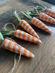 Orange Gingham Carrots Garland 4 ft Easter/Spring Farmhouse Decor, Gardening - Picture 1 of 4