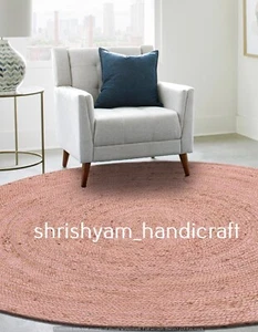 Teppich Rund 100% Natur Jute Handgeflochten Stil Wende Modern Rustikal Look Rug - Bild 1 von 13