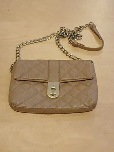 JAEGER KATE TAN NUDE CAMEL BAG GOLD TONE QUILTED LEATHER CLUTCH SHOULDER ASO - Picture 1 of 16