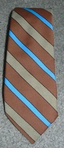 Vintage - Par Excellence Tie Men Brown / Blue / Tan Striped Polyester EUC - Picture 1 of 5