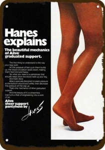 1972 Sexy HANES Sheer Pantyhose Nylons Vintge-Look DECORATIVE REPLICA METAL SIGN - Picture 1 of 1