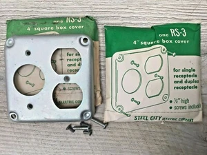 2 Steel City RS-3 4" Square Electrical Box Covers for Single & Duplex Receptacle - Picture 1 of 5