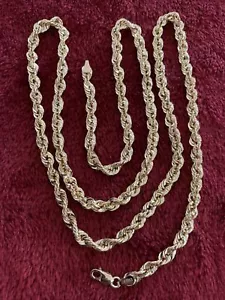 24 Inches 10 kt yellow gold 5.5 Grams Shiny rope chain lobster lock 4mm Super Lo - Picture 1 of 9