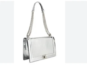 INC International Concepts Ajae metallic crossbody shoulder bag SILVER Defective - Picture 1 of 11