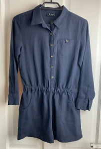 Next 9 years - Dark Navy Blue Long sleeve button up Playsuit - Picture 1 of 6