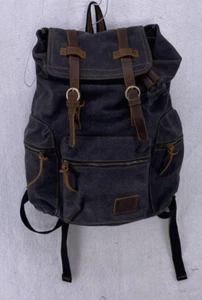 Aukmont Backpack Canvas Camping Hiking Travel Rucksack School Book Leather - Picture 1 of 14