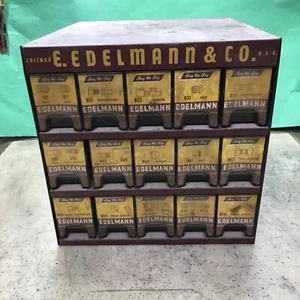 Vintage 50s 60s E. Edelmann Advertising Parts Cabinet Store Display 12"x12"x12" - Picture 1 of 18
