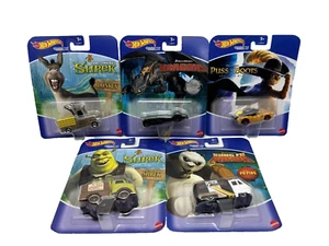 Hot Wheels Die-cast Character Cars Dream Works Lot of 5 Shrek Kung Fu Panda - Picture 1 of 7