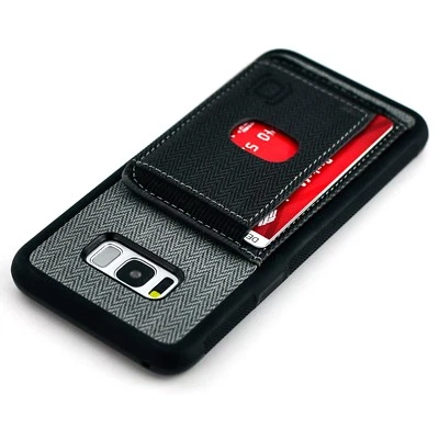 Galaxy S8+ Bumper Case Multiple Card Wallet Flap Kickstand, by Dockem Black/Grey - Image 1 of 4