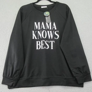 Mama Knows Best Womens Blooming Jelly Sweatshirt Black Long Sleeve Solid XL New - Picture 1 of 12