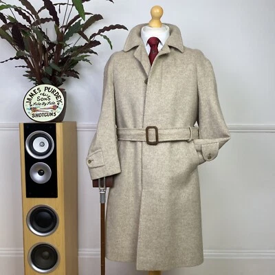 Men’s Tweed RAGLAN (38S) Balmacaan Jacket Overcoat Cream English Tailored VGC - Image 1 of 4