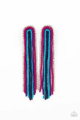 Paparazzi Earrings -Let There BEAD Light - Pink Purple and Blue- Seedbead - Image 1 of 2