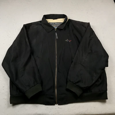 Chaqueta DE COLECCIÓN Greg Norman Para Hombres Grande Negra Tiburón Bombardero Cremallera Completa Logo de Golf Años 90 Foto 1 de 4