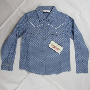 Cumberland Outfitters by Ely Girl's SM Long Sleeve Western Snap Shirt Blue Banda - Picture 1 of 2