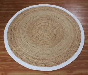 Indian Rug Hand Braided Jute cotton Area Rugs Geometric Modern rustic look rugs - Picture 1 of 7