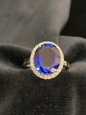 Pave 6.72 TCW Round Brilliant Cut Diamonds Sapphire Wedding Ring In 750 18K Gold