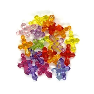 20 x Mixed Colour Facet Cross Charms Favour Christening Baby Shower Dummy Clips - Picture 1 of 1