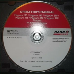 CASE MAGNUM 235 260 290 315 340 TRACTOR OPERATOR OPERATION MAINTENANCE MANUAL CD - Picture 1 of 3