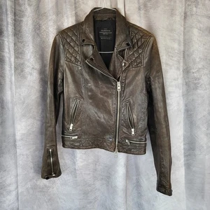 All Saints Lederjacke Damen Größe 10 Braun - Bild 1 von 8