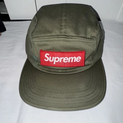 Supreme Olive Fat Patch Red Box Logo Camp Cap FW16 Camo - Image 1 of 4