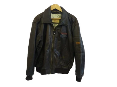 Redskins 80's Aviator style Leather Brown Bomber Jacket Vintage M Charity - Image 1 of 4