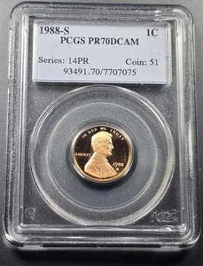 1988 S 1c Lincoln Cent Coin Proof PR PF 70 RD DEEP CAMEO Off Quality - Picture 1 of 3