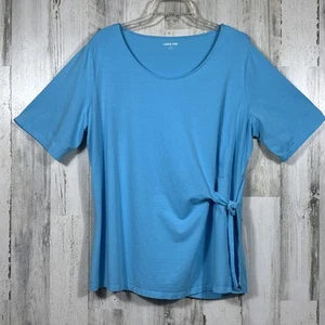 Lands' End Women's (1X) 16W-18W Top Baby Blue Cotton Modal Tie Front Jersey - Picture 1 of 16