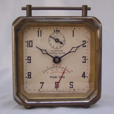 Reloj despertador de cuerda termómetro Lux vintage zapatos de Pedro publicidad ¡Funciona! Foto 1 de 4