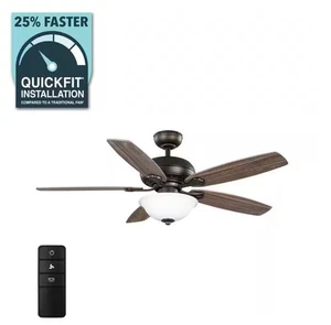 Hampton Bay Southwind II 52 In. Indoor LED Bronze Ceiling Fan with Light Kit - Picture 1 of 7
