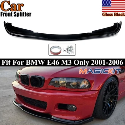 Gloss Black Fits BMW E46 M3 Only 2001-2006 H Style Front Bumper Splitter Spoiler Foto 1 de 4