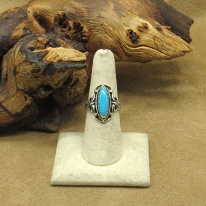 Anello in argento sterling Art Nouveau blocco turchese misura 6,75 - Foto 1 di 6