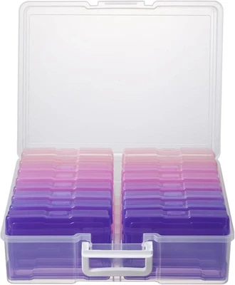 Novelinks Organizador de Fotos 4" x 6" Caja de Almacenamiento de Fotos Rosa Púrpura Degradado  Foto 1 de 4