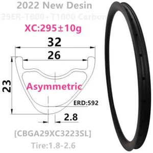 Ruedas asimétricas de bicicleta de montaña 29er llantas de bicicleta MTB de carbono sin gancho sin cámara - Imagen 1 de 12