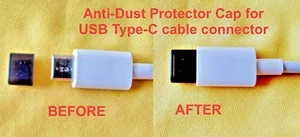 5x FEMALE DUST CAP COVER FOR USB TYPE-C CABLE MALE PLUG CONNECTOR BLACK SILICONE - Zdjęcie 1 z 3