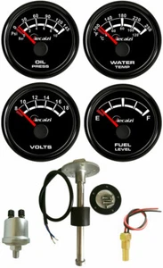 JieCaiZi black 52mm 4 gauge set with sender fuel temp volt oil pressure blue led - Picture 1 of 9