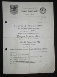 *RAR* Programm Aufstiegsspiel Einheit Greifswald Empor Neustrelitz DDR Liga TSG - Bild 1 von 2