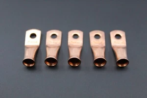 6 GAUGE COPPER #10 RING 5 PK CRIMP TERMINAL CONNECTOR AWG BATTERY CAR LUG CUR610 - Picture 1 of 8