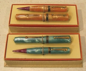 1930's Vintage STARR PEN CO. "GEM & WALTHAM" Purse Size FOUNTAIN PENS & PENCILS - Picture 1 of 4