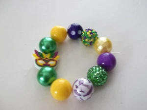 IT'S MARDI GRAS Y'ALL Bracelet Bubblegum Beads - Picture 1 of 3