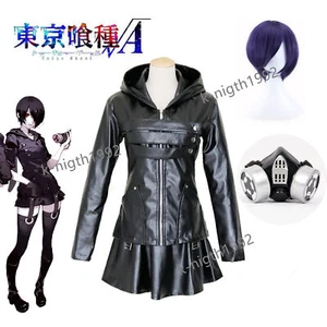 Anime Tokyo Ghoul Kirishima Touka Black PU Cosplay Halloween Costume Uniform - Picture 1 of 35